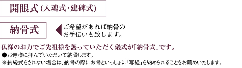 納骨式：お寺様に拝んでいただいて納骨します。